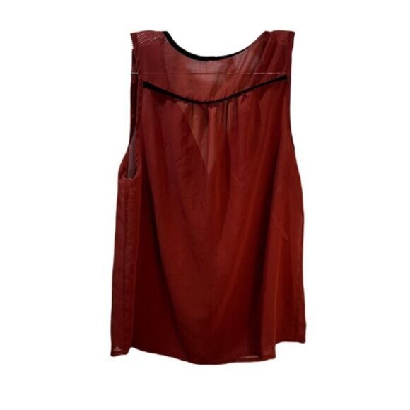 Cozy Woven Plain Sheer Sleeveless‎ Blouse Large - Picture 2 of 5